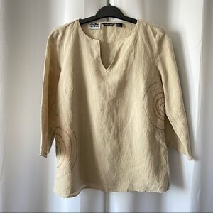 100% Irish Linen 3/4 Sleeve Pullover Top by E.col.o.gie Size 8